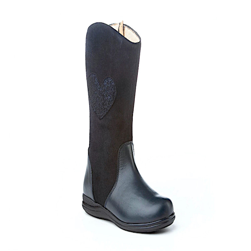 Made in Spain Girls Suede Heart Shaped Nappa Boot EU27-EU36 Marino